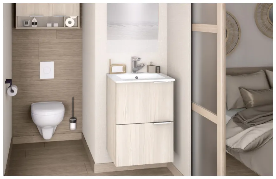 petit-lave-mains-wc-compact-optimisation-espace-var Aménagement compact avec lave-mains gain de place et WC suspendu dans une petite salle de bain